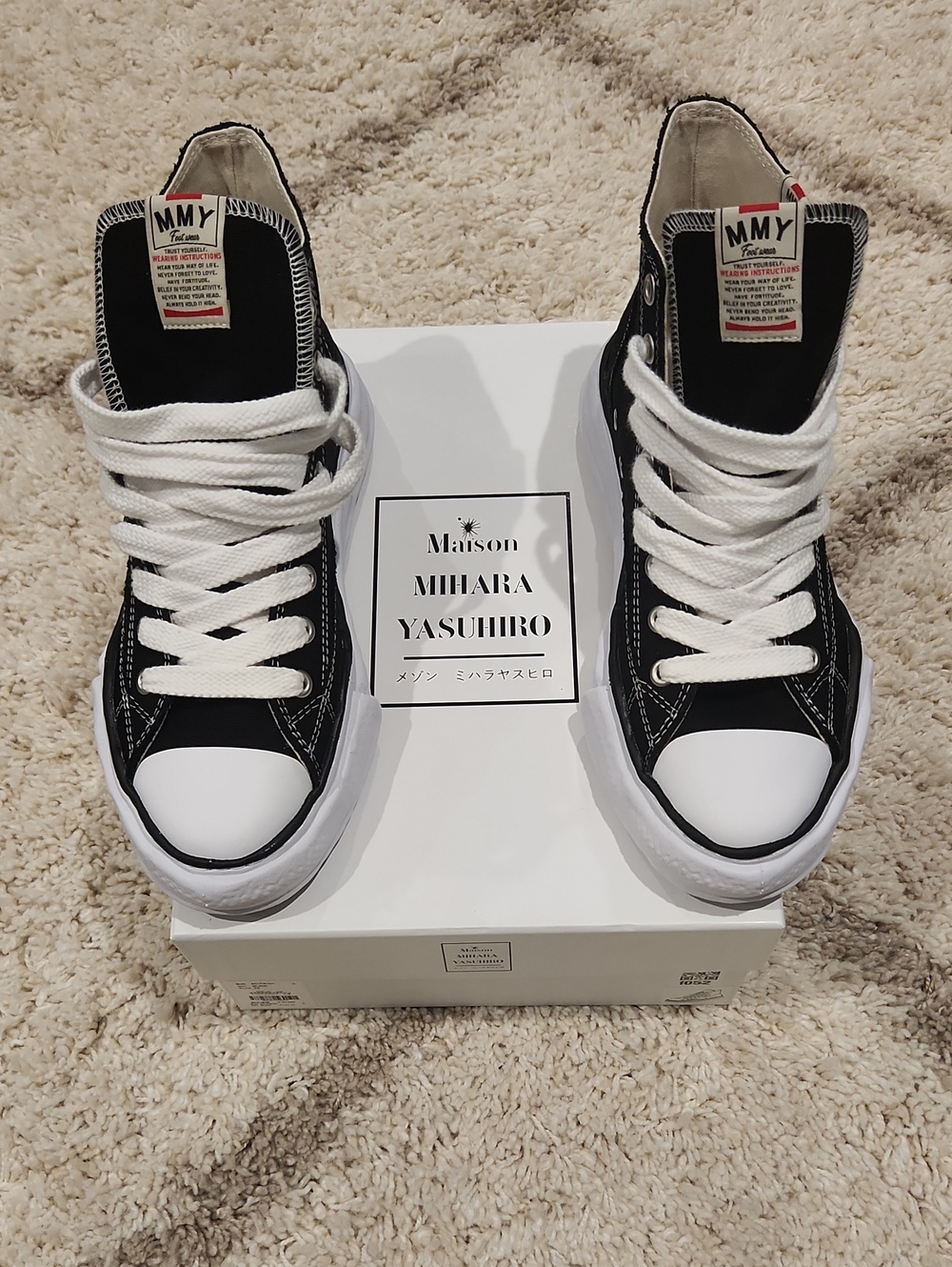 NWT Maison Mihara Yasuhiro Men’s Black Canvas High-Top Sneakers EU44 (US 11)